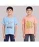 Taatoom Cotton Blend Pack Of 2 Half Sleeves Typography Printed Tees - Orange & Blue