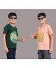 Taatoom Cotton Blend Pack Of 2 Half Sleeves Typography Printed Tees - Dark Green & Orange