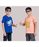 Taatoom Cotton Blend Pack Of 2 Half Sleeves Typography Printed Tees - Blue & Orange