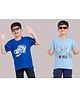 Taatoom Cotton Pack Of 2 Half Sleeves Typography Printed Tees - Blue