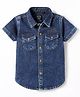Ruff Denim Woven Half Sleeves Washed Shirt - Navy Blue