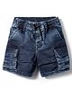 Ruff Denim Woven Above Knee Length Shorts With Side Pockets - Navy Blue