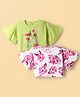 HoneyHap Premium 100% Cotton Knit Half Bell Sleeves Tops with Bio Finish & Floral Print Pack of 2 -  Sunny Lime & Bright White