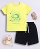 Little Ninja Cotton Half Sleeves Crocodiles Printed Tee & Shorts Set - Yellow & Black