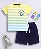Little Ninja Cotton Half Sleeves Cute Dino Text Printed & Striped Tee &  Shorts Set - Multi Colour