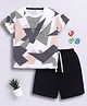 Little Ninja Cotton Half Sleeves Unexpected Text & Abstract Printed Tee & Shorts Set - Multi Colour