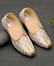 Little Palz Checked Foil Embroidered Mojaris - Golden