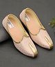 Little Palz Paisley Foil Embroidered Mojaris - Peach