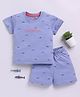 Clt.s Cotton Knitted Half Sleeves Sharks Printed Tee & Coordinating Shorts Set - Blue