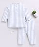 Clt.s Cotton Woven Full Sleeves Striped Coordinating Kurta Pajama Set - Blue