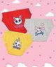 NUSYL Cotton Pack Of 3 Bunny & Cat Face Printed Panties - Red Grey & Yellow