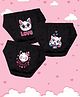 NUSYL Cotton Pack Of 3 Cute Kitty & Smile Text Printed Panties - Black