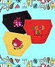 NUSYL Cotton Pack Of 3 Teddy Bear & Good Vibes Only Text Printed Panties - Black Red & Yellow