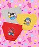 NUSYL Cotton Pack Of 3 Cute Girl & Unicorn Printed Panties - Grey Yellow & Red