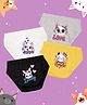 NUSYL Cotton Pack Of 4 Baby Cat & Hearts Printed Panties - Grey White Yellow & Black