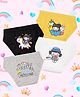 NUSYL Cotton Pack Of 4 Cute Girl & Unicorn Printed Panties - Yellow Black White & Grey