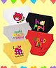 NUSYL Cotton Pack Of 5 Typography Printed Panties - White Black Grey Red & Yellow