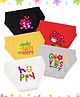 NUSYL Cotton Pack Of 5 Typography Printed Panties - Black Red Yellow Grey & White