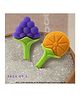Numum Silicone Orange & Grapes Shape Teether Pack of 2 - Multicolour (Color and design may vary)