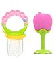 Numum Apple Fruit Shape Silicone Teether With Fruit Food Feeder Nibbler Pack Of 2 (1 Ring Nibbler pink - 1 Fruit Teether pink) (Color and design may vary)