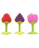 Numum Silicone Strawberry Apple & Grapes Shape Teether Pack of 3 - Multicolour (Color and design may vary)