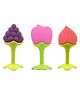 Numum Silicone Peach Apple & Grapes Shape Teether Pack of 3 - Multicolour (Color and design may vary)