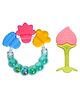 numum Fruit Shape Teether and Ring Teether for Infants - (Pink fruit teether, green ring teether) (Color and design may vary)