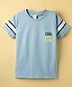 Ollypop Sinker Knit Half Sleeves T-Shirt with Text Print - Light Blue