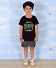 The Mom Store Cotton Half Sleeves Next Level Text Printed Tee With Shorts Set - Multi Colour