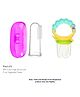 Numum Baby Soft Bristles Finger Toothbrush Having Tongue Cleaner Back With Silicone Baby Food Fruit Vegetable Feeder Baby Teether Baby Musical Rattle Soother Teething Toy For Toddlers Infants Babies PINK( Color and design may vary)