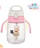The Cheeky Kidzz Baby Feeding Unbreakable 350ml Straw Sipper Cartoon Print Water Milk Liquids Strap Feeder Bottle BPA Free For Kids 4 Months+ (PINK)