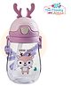 The Cheeky Kidzz Premium Baby Feeding 400ml Straw Sipper Cartoon Print Water Milk Liquids Strap Feeder Bottle BPA Free For Kids 4 Months+ (PINK)