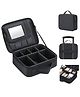 House of Quirk Makeup Box With Mirror, Adjustable Dividers, Professional Cosmetic Accessories Case, Portable Travel Case - Black