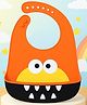 The Cheeky Kidzz Baby Silicone Face Print Feeding Bib Waterproof Easy Stain Proof BPA Free Bib With Tray/Food Catcher 5 Months To 2 Years (ORANGE)