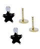 Darshraj Jewels 925 Sterling Silver Stud Star Shape Zircon Stud Earring with Screw Back Stud 3 MM - Black