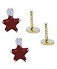 Darshraj Jewels 925 Sterling Silver Star Shape Zircon Stud Earring with Screw Back 3 MM - Red