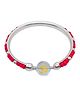 Darshraj Jewels Handmade 925 Sterling Silver Kada Nazariya Kada Chandi Ke Kade with Beads & OM Beads - Red