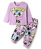 Babyhug Disney Single Jersey Knit Full Sleeves Night Suit With Minnie & Friends Graphics - Lavender