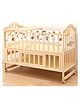 POLKA TOTS 12 in 1 Elegant Wooden Rocking Cradle Baby Crib Cot/Kids Toddler Multifunctional Adjustable, Work Station, Diaper Changing Station, With 6 PC Tiger Design Bedding Set (Mosquito net, Bumper Set, Pillow & Mat)