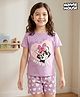 Pine Kids Disney Single Jersey Knit Oversized Half Sleeves Shorts Night Suit with Minnie & Friends Graphics - Lilac