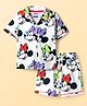 Pine Kids Disney Single Jersey Knit Half Sleeves Co-ords Shorts Night Suit With Minnie Mouse Print - White