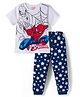 Pine Kids Marvel Single Jersey Knit Half Sleeves Night Suit With Spiderman Graphics - White & Navy Blue