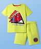 Pine Kids Marvel Single Jersey Knit Half Sleeves Shorts Night Suit with Spider-Man Graphics - Neon Green