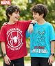 Honeyhap Marvel Single Jersey Knit Half Drop Shoulder Sleeves T-Shirts with Spider Man Graphics Pack of 2 - Red & Light Blue