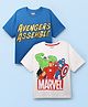 Honeyhap Marvel Single Jersey Knit Half Drop Shoulder Sleeves T-Shirts with Avengers Graphics Pack of 2 - Blue & White