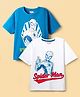 Honeyhap Marvel Single Jersey Knit Half Drop Shoulder Sleeves T-Shirts with Spider Man Graphics Pack of 2 - Blue & White