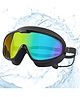 KARBD Swimming Goggles Wide Vision Reflective UV Protection Polarized Glasses with Connected Ear Plugs - Black