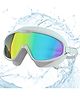 KARBD Swimming Goggles Wide Vision Reflective UV Protection Polarized Glasses with Connected Ear Plugs - White
