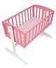 Furnifest Baby Wooden Cradle & Crib with Mosquito Net and Wheels,  Swing Locking Knob, Ideal for Newborns up to 12 Months - Pink