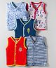 OHMS Single Jersey Knit Sleeveless Jhablas With Stipes & Animal Print Pack Of 5 - Multicolour